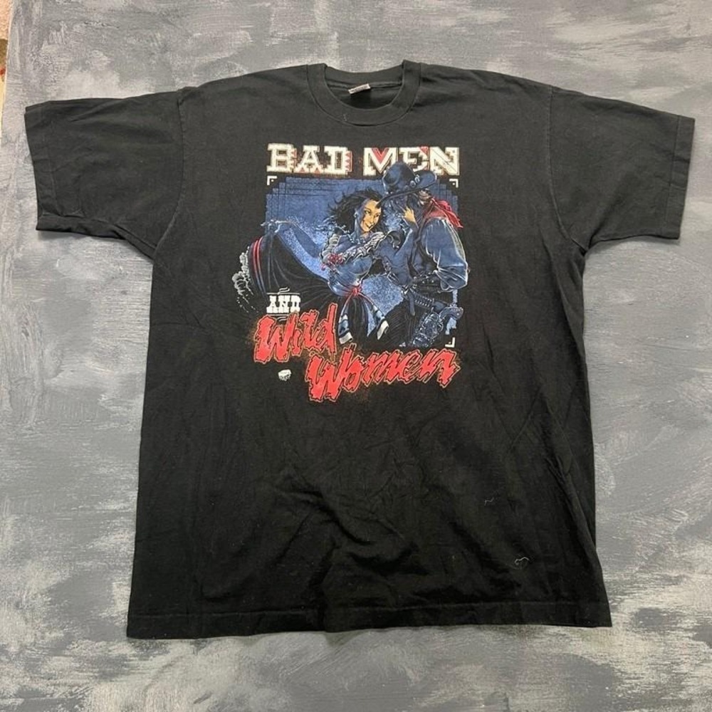 Vintage‎ Bad Men And Wild Women Shirt Mens XL Black 1990s USA Western